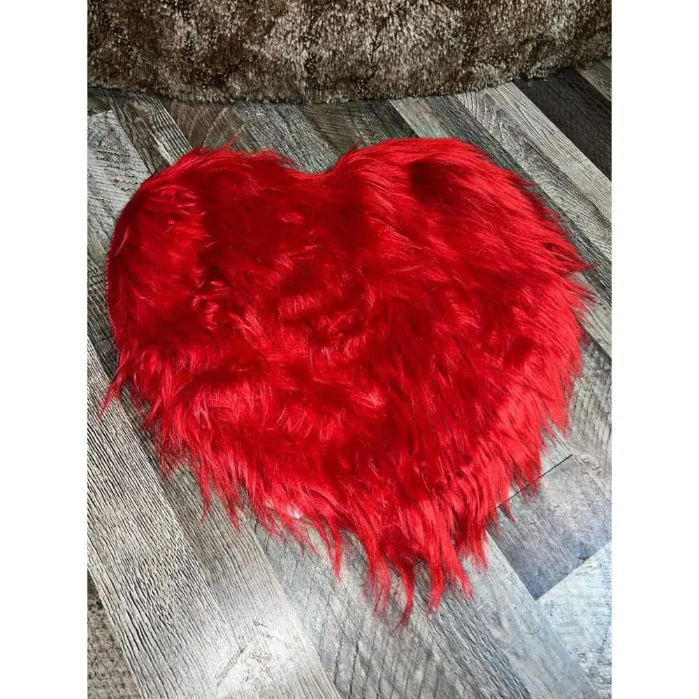 6pc Set Colorful Heart Shape Carpet Rug Soft Plush Fur Fluffy Home Bedroom 15in